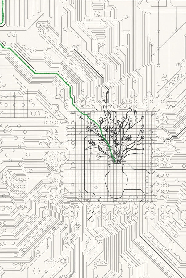 Analia Saban, Bouquet of Flowers within Circuit Board, 2014