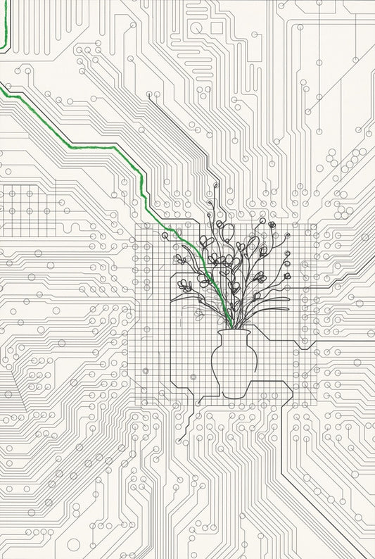 Analia Saban, Bouquet of Flowers within Circuit Board, 2014
